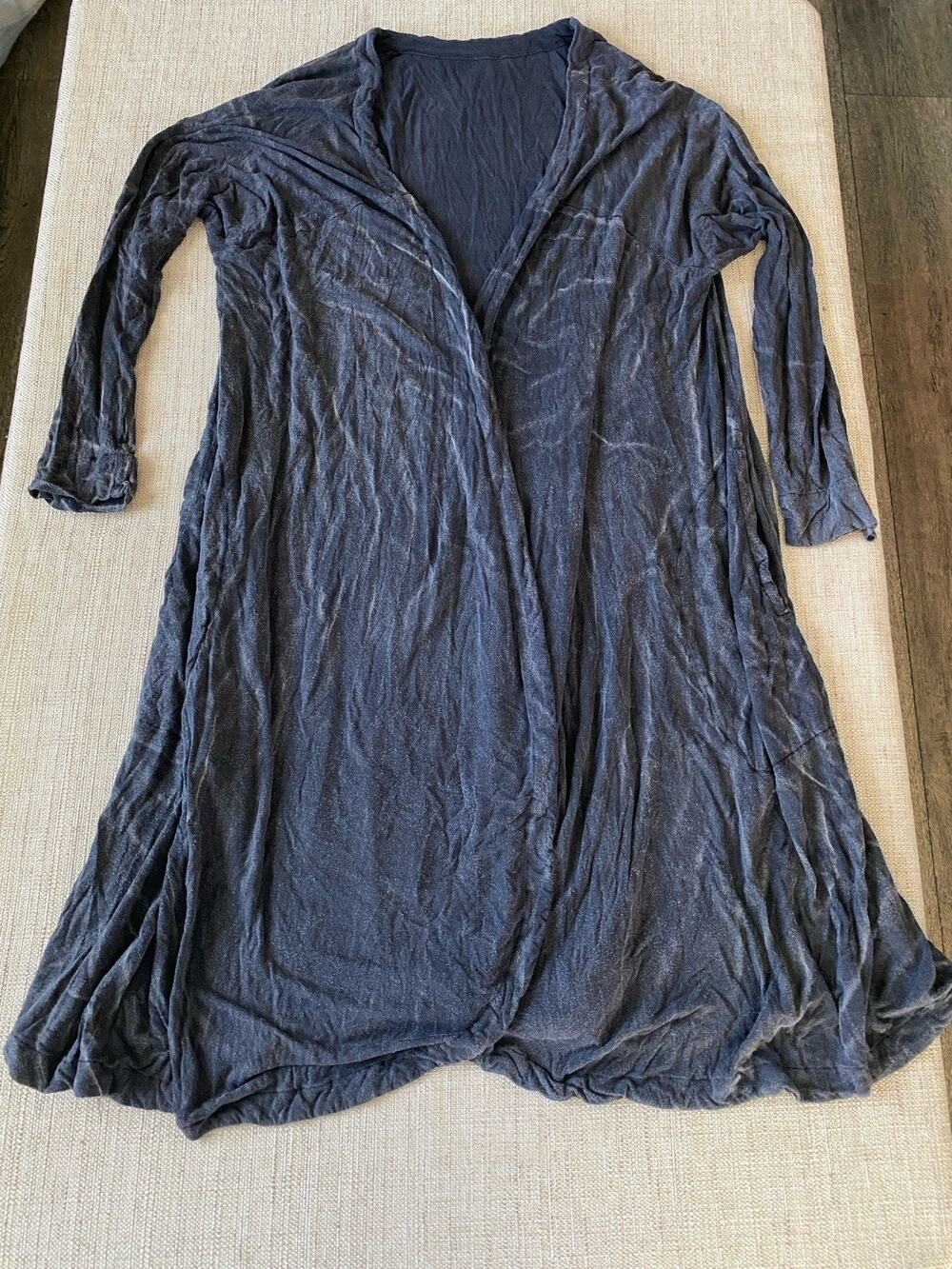 MOYURU Dark Grey Acid Wash Draped Cardigan Tunic Dress One Size Oversized Japan